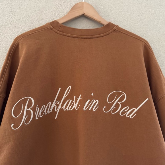 FRAME x Ritz Paris Breakfast In Bed Oversized Sweatshirt XL Camel Brown Collab - Picture 11 of 13
